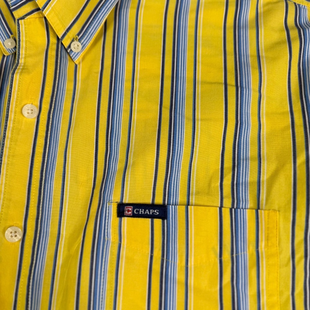 VTG Chaps Ralph Lauren Shirt Men 2XL Yellow Striped Long Sleeve * - Picture 3 of 9